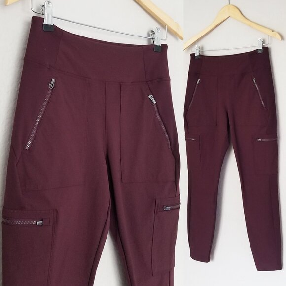 Athleta Headlands Hybrid High Rise Cargo Legging Pants Spiced Cabernet 6P $119 - Picture 8 of 16